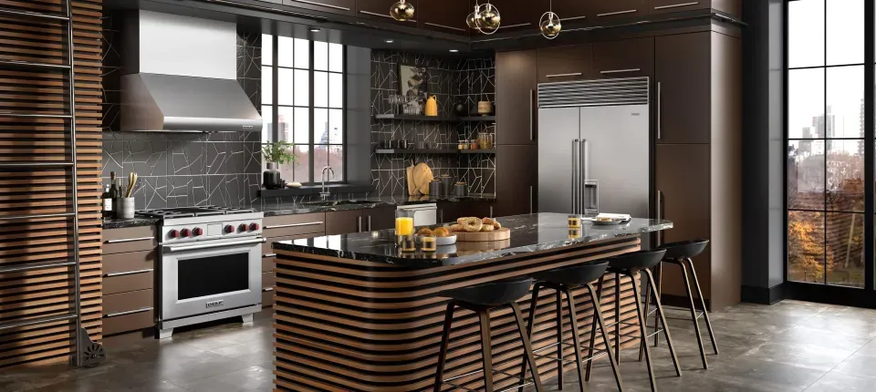 modern kitchen with built-in luxury appliances